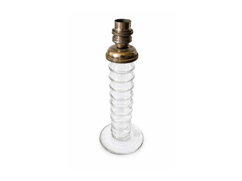 Signed Baccarat crystal table lamp with sculptural mid-century French glass form