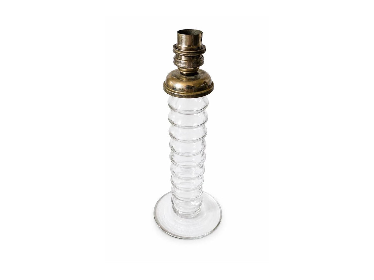 Signed Baccarat crystal table lamp with sculptural mid-century French glass form