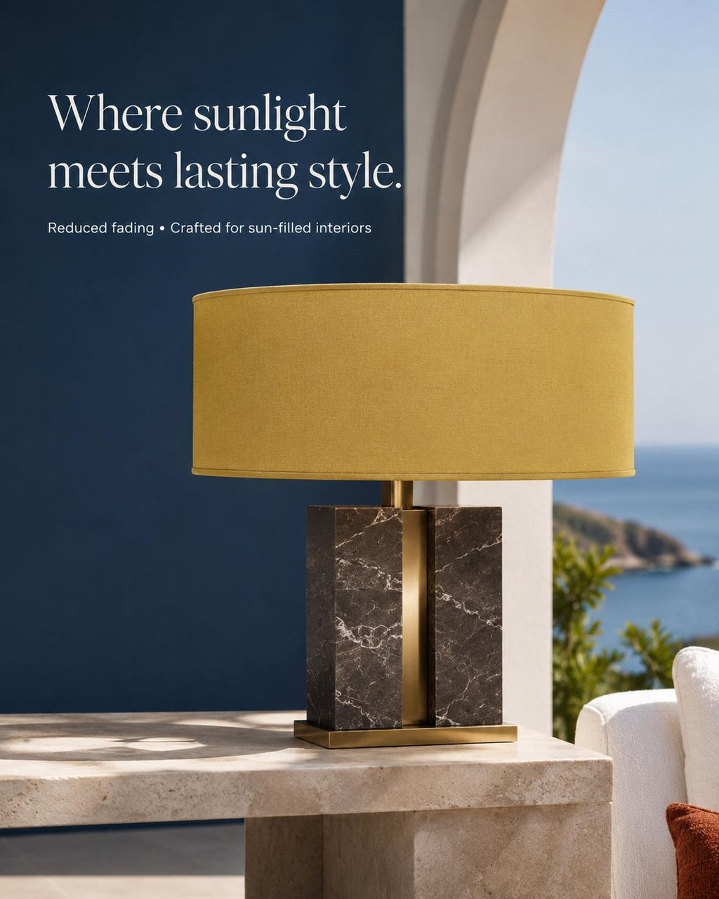 Mustard Yellow Textured Lampshade | UV-Resistant Fabric | Handmade in Italy – image 7