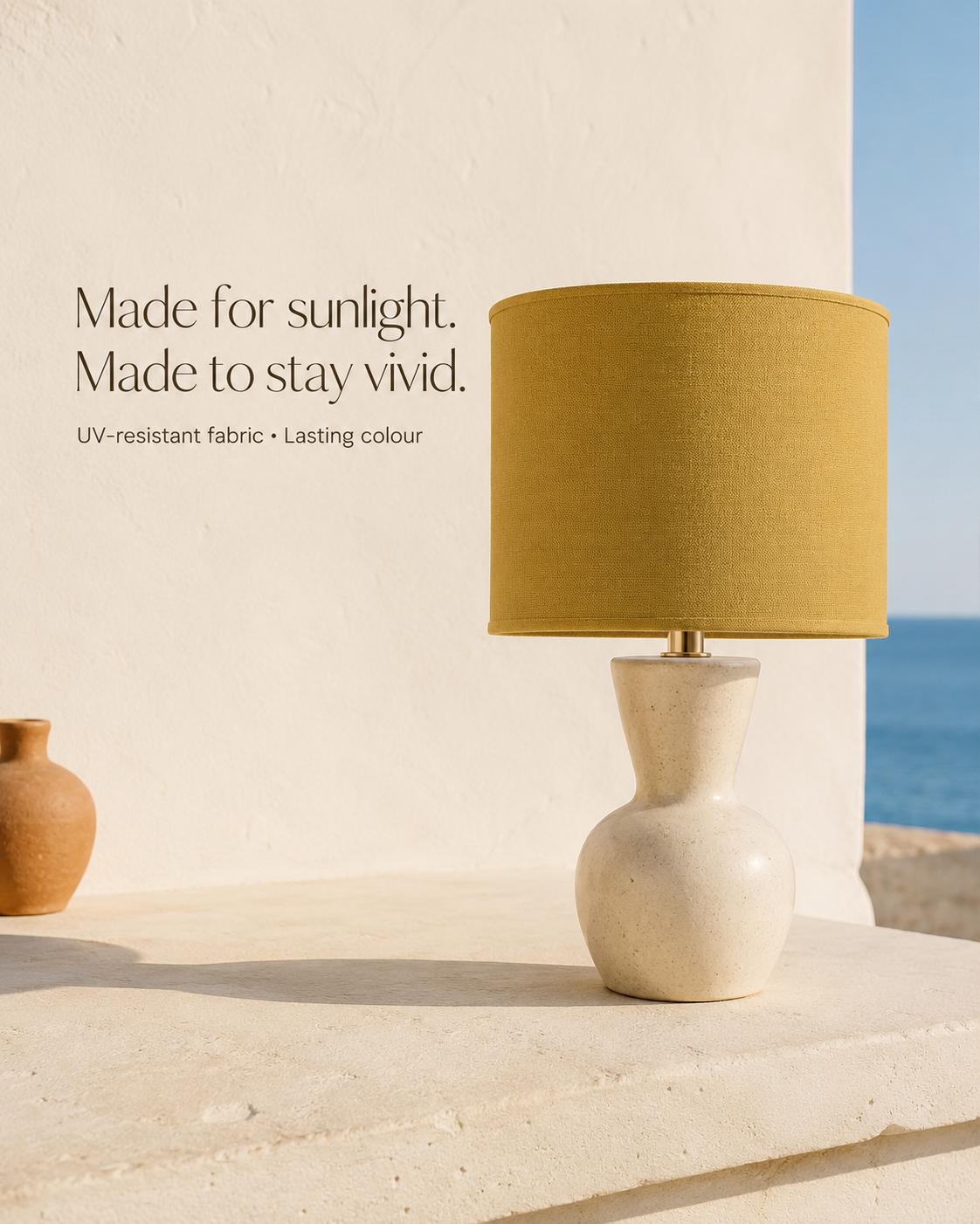 Mustard Yellow Textured Lampshade | UV-Resistant Fabric | Handmade in Italy – image 3