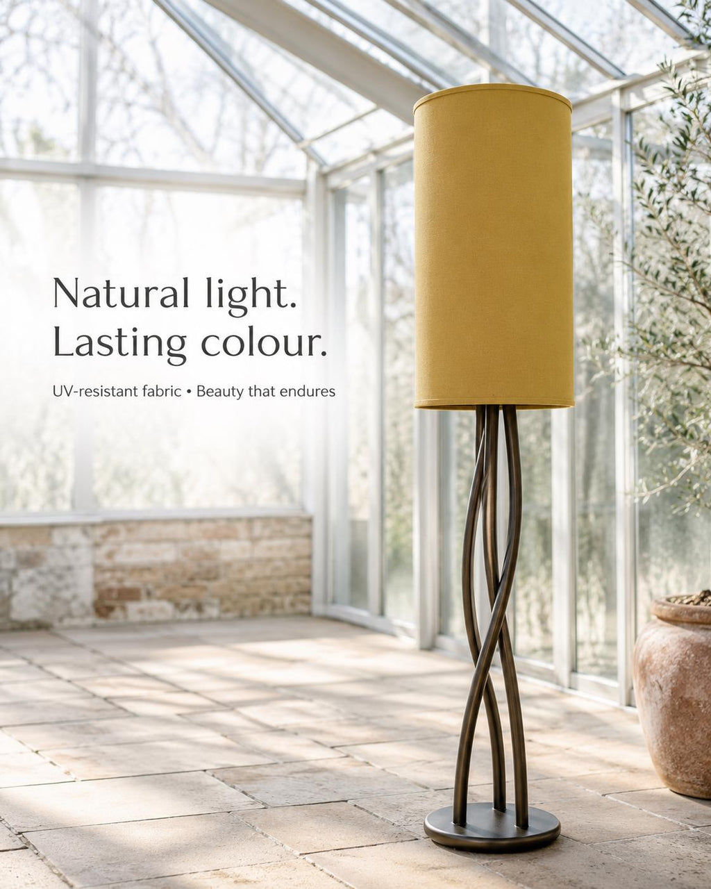 Mustard Yellow Textured Lampshade | UV-Resistant Fabric | Handmade in Italy – image 12
