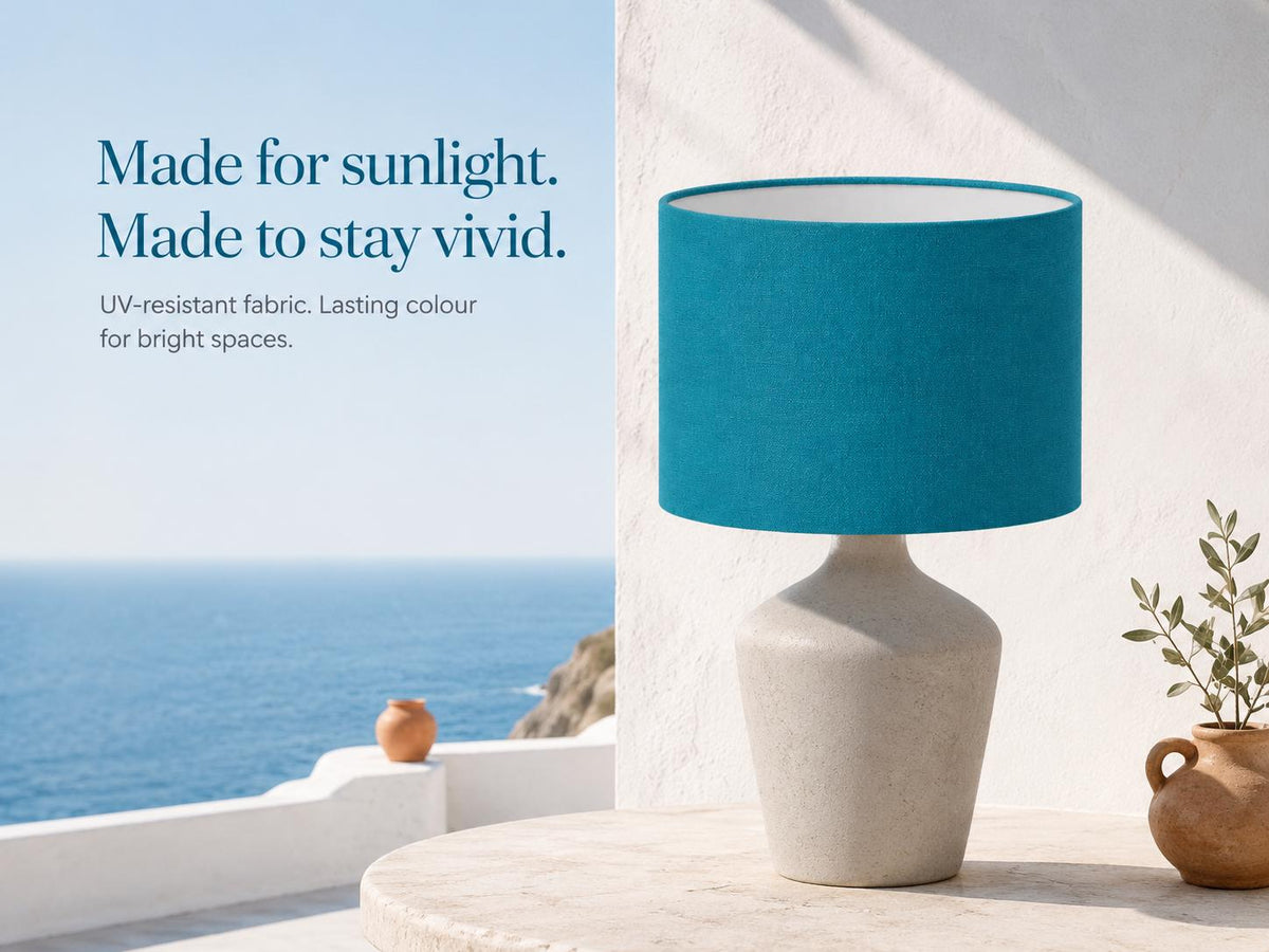 Turquoise Textured Lampshade | UV-Resistant Fabric | Handmade in Italy – image 4