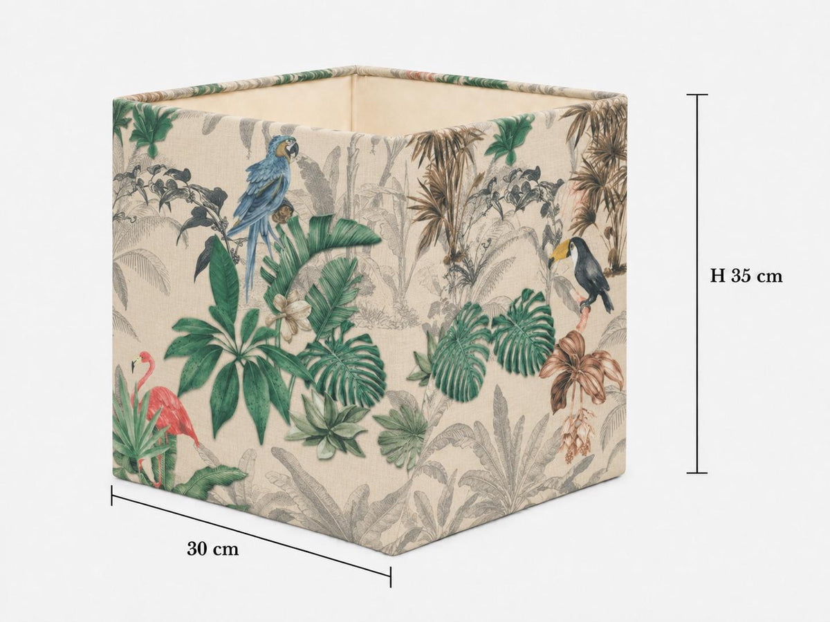 Tropical bird botanical cube lampshade 30 x 30 x 35 cm