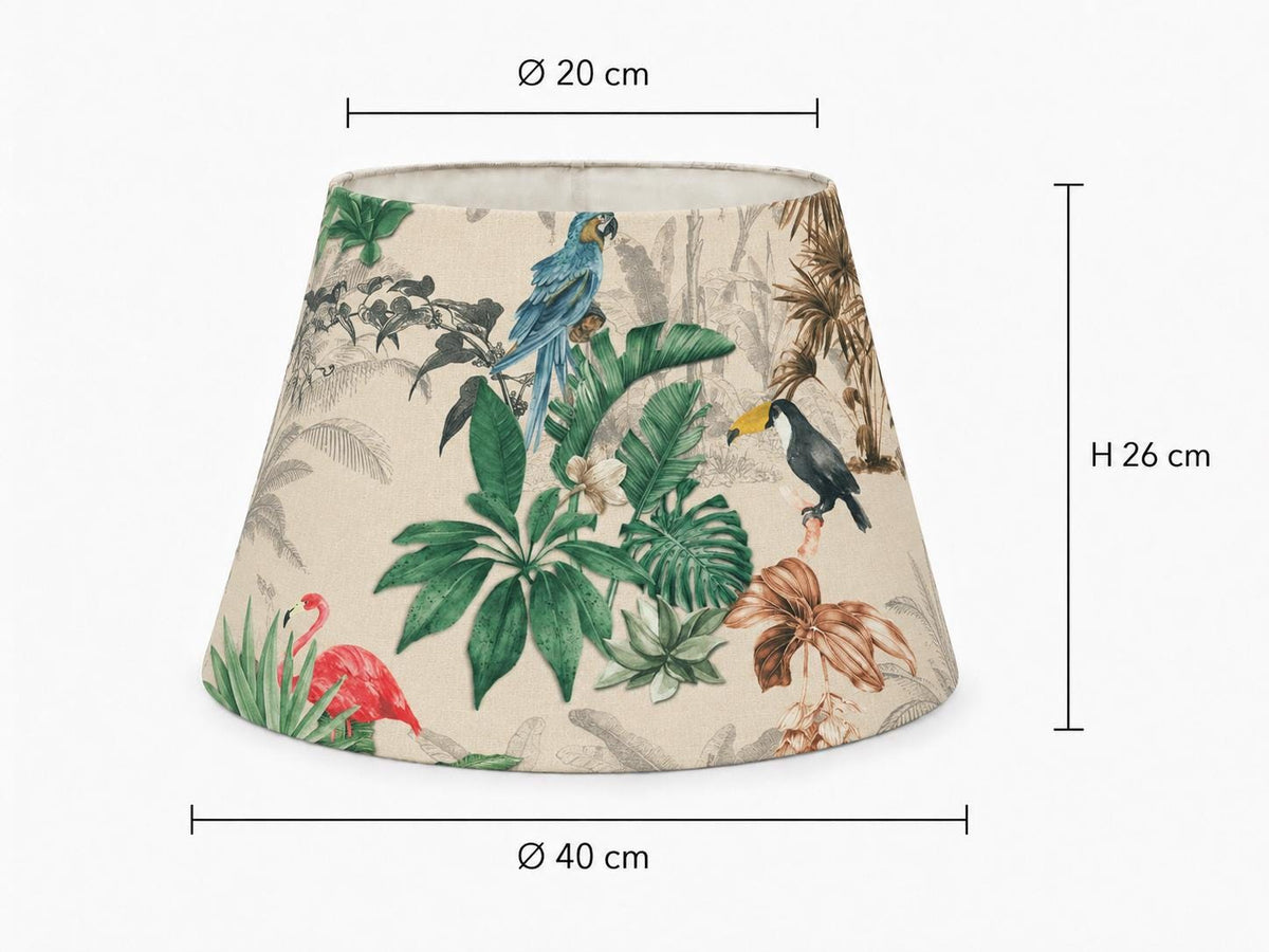 Tropical bird botanical tapered lampshade 20 x 40 x 26 cm
