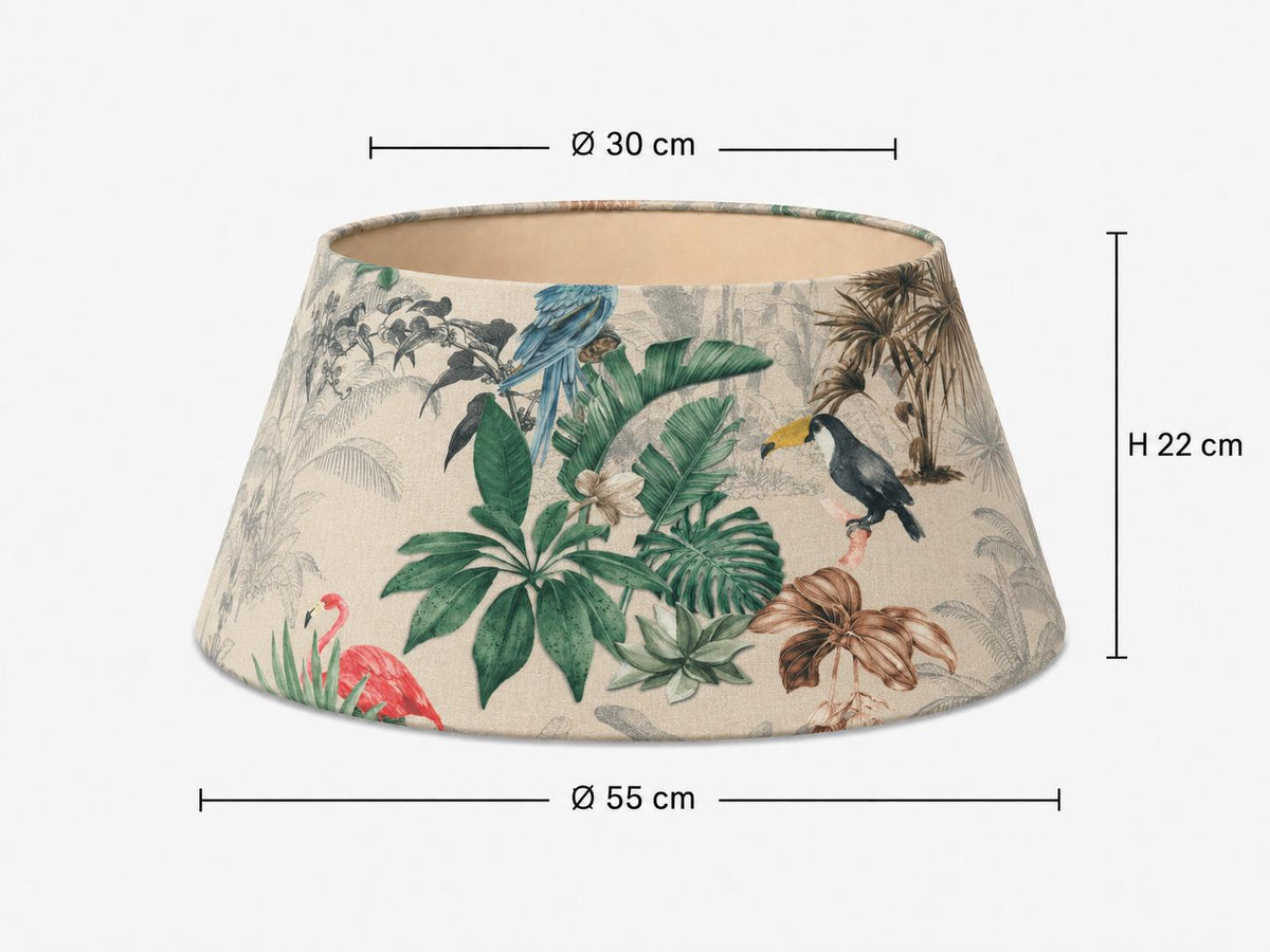 Tropical bird botanical tapered lampshade 30 x 55 x 22 cm