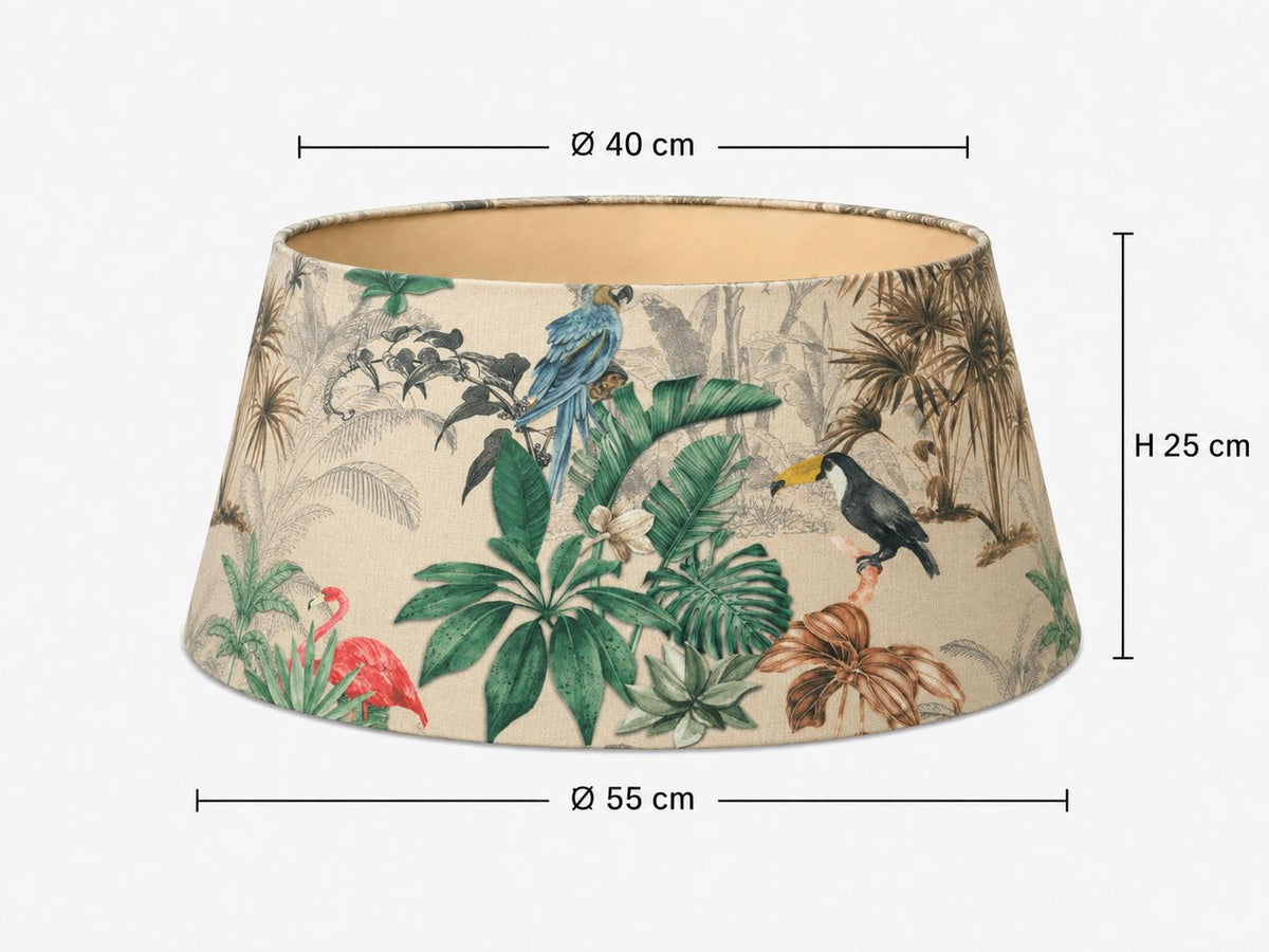 Tropical bird botanical tapered lampshade 40 x 55 x 25 cm
