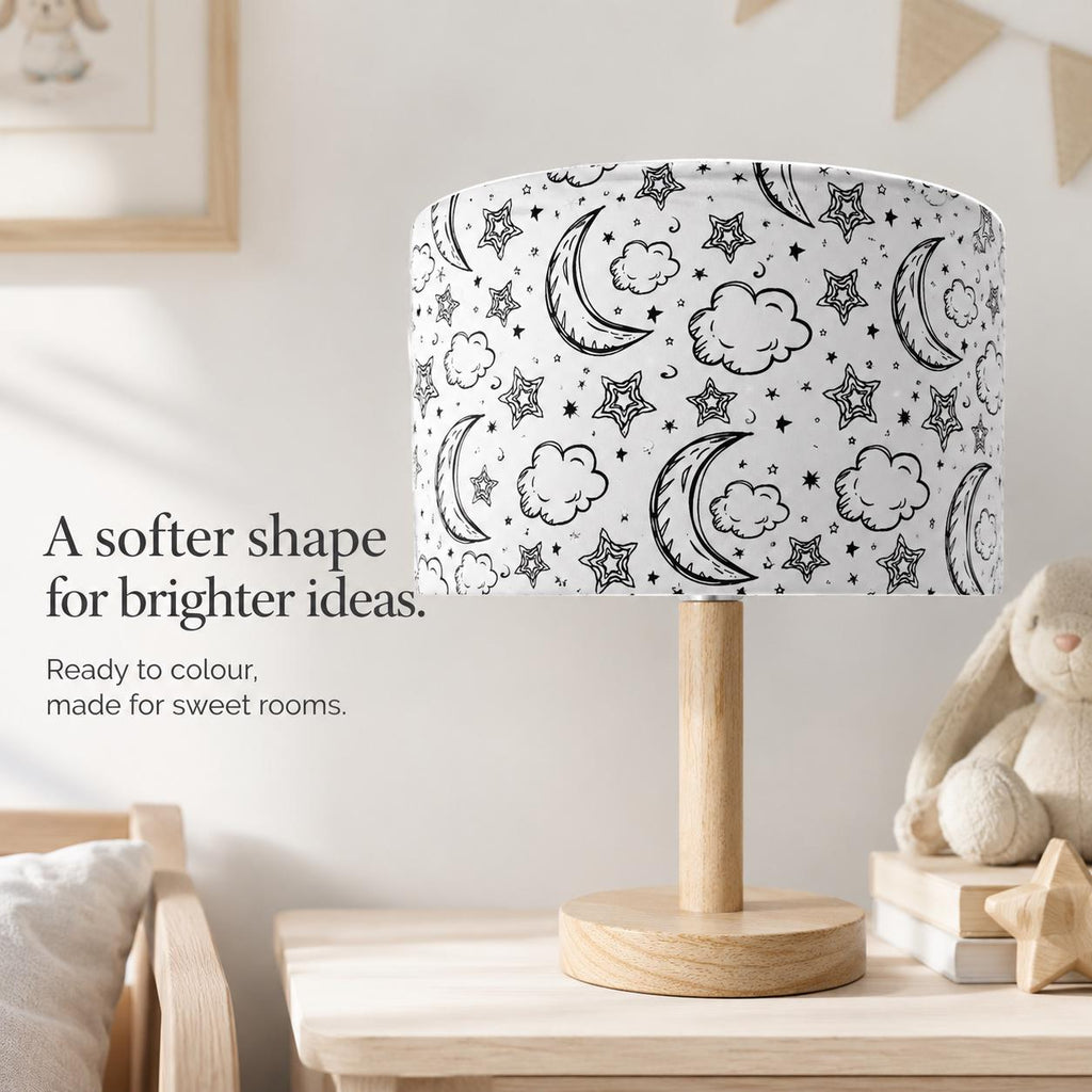 Colour-In Moon & Stars Kids’ Lampshade – Made in Italy – image 9