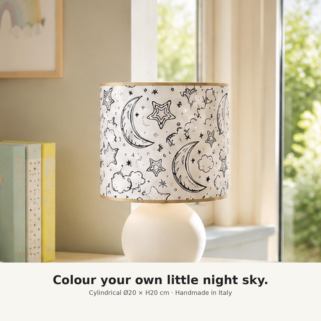 Colour-In Moon & Stars Kids’ Lampshade – Made in Italy – image 4