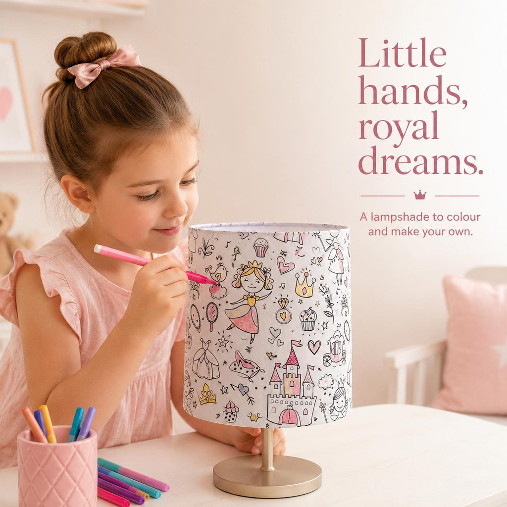 Colour-In Princess Kids’ Lampshade – Made in Italy – image 1