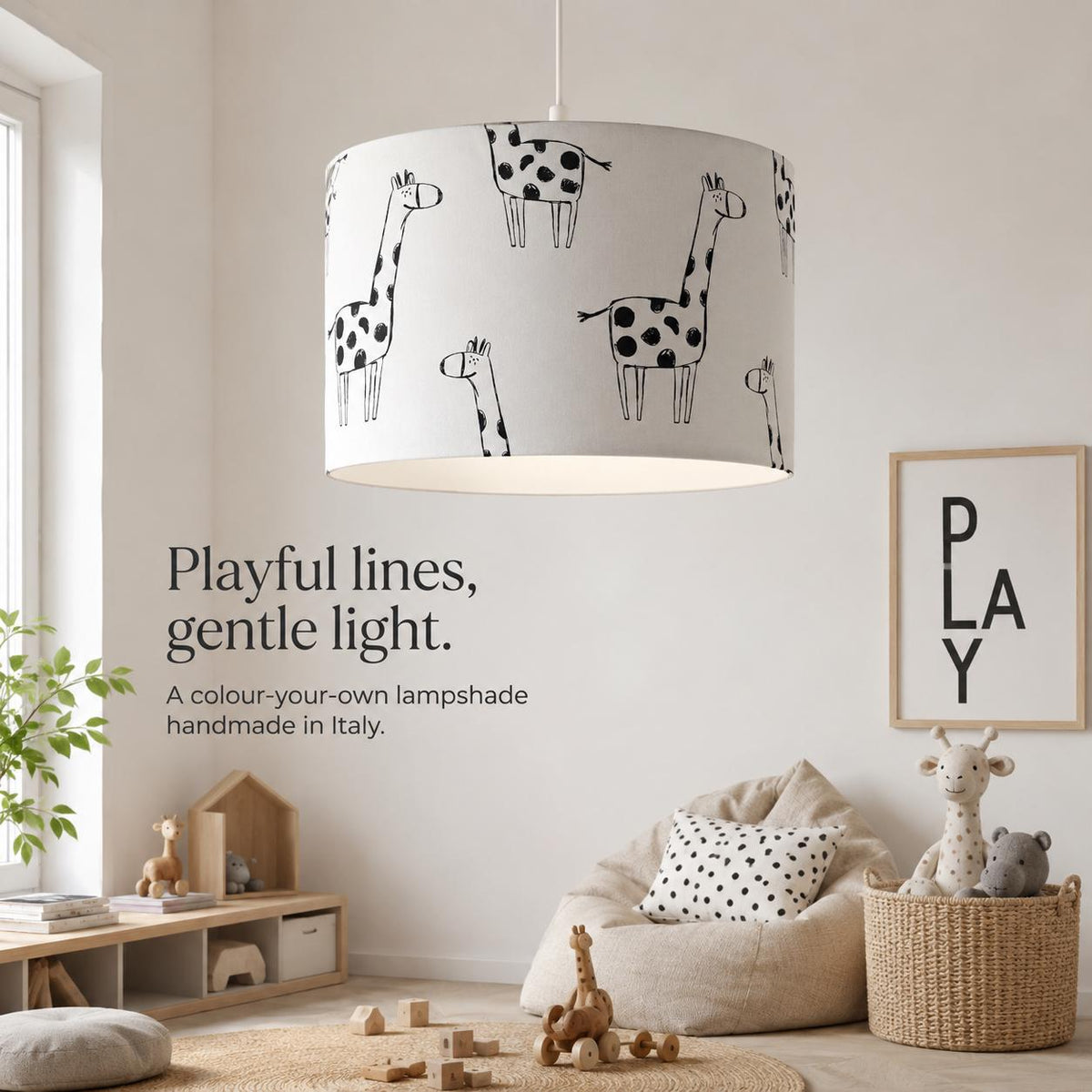 Colour-In Giraffe Kids’ Lampshade – Made in Italy – image 4