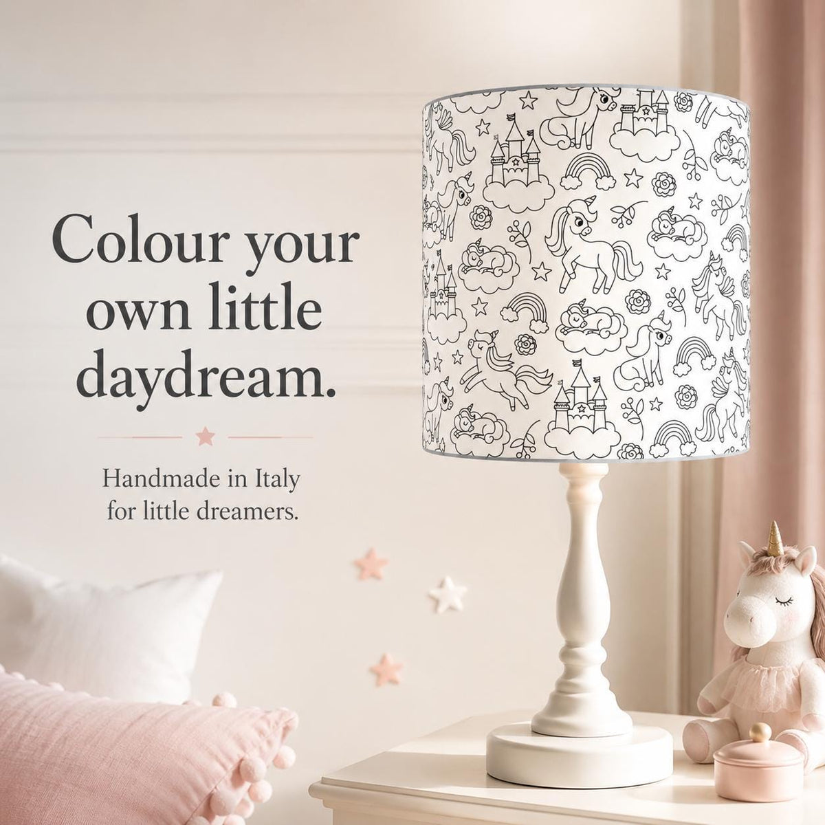 Colour-In Unicorn Kids’ Lampshade – Made in Italy – image 4