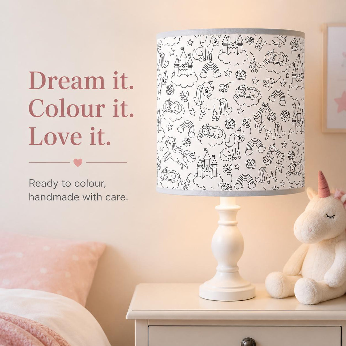 Colour-In Unicorn Kids’ Lampshade – Made in Italy – image 3