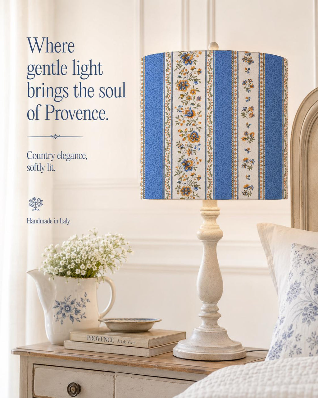 Blue Provençal Floral Lampshade, French Country Lamp Shade – Handmade in Italy – image 10