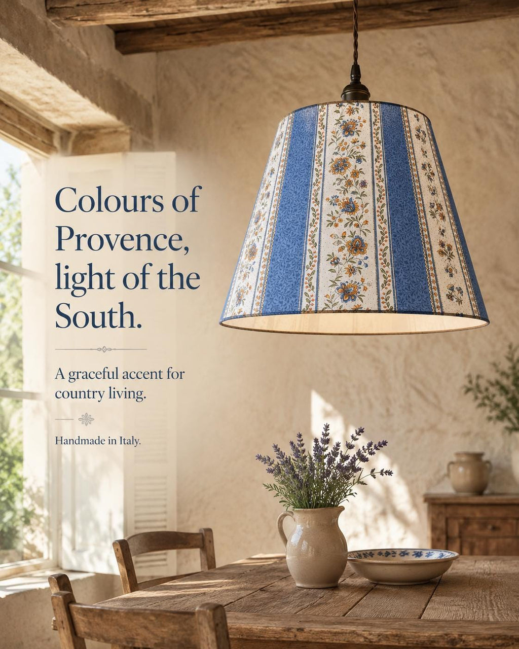 Blue Provençal Floral Lampshade, French Country Lamp Shade – Handmade in Italy – image 12
