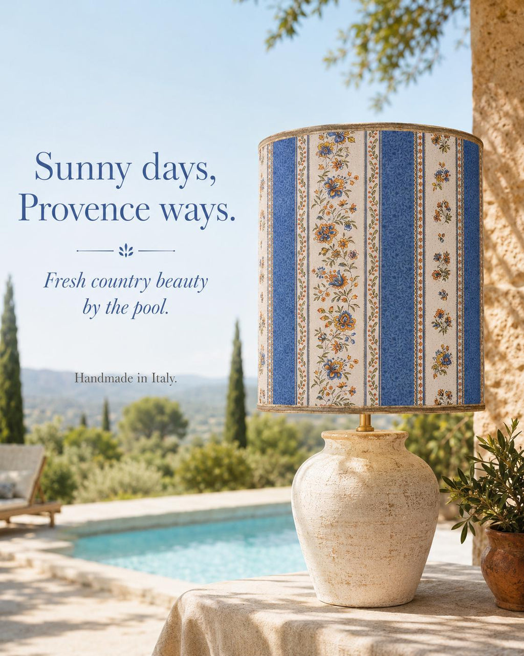 Blue Provençal Floral Lampshade, French Country Lamp Shade – Handmade in Italy – image 5