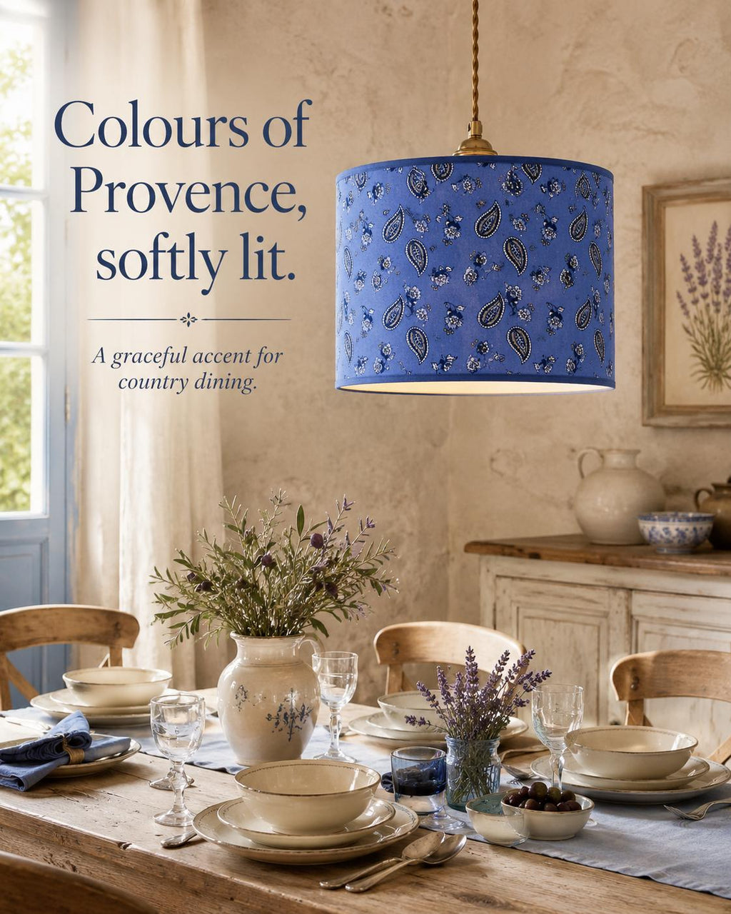 Blue Provençal Paisley Lampshade – Made in Italy – image 8