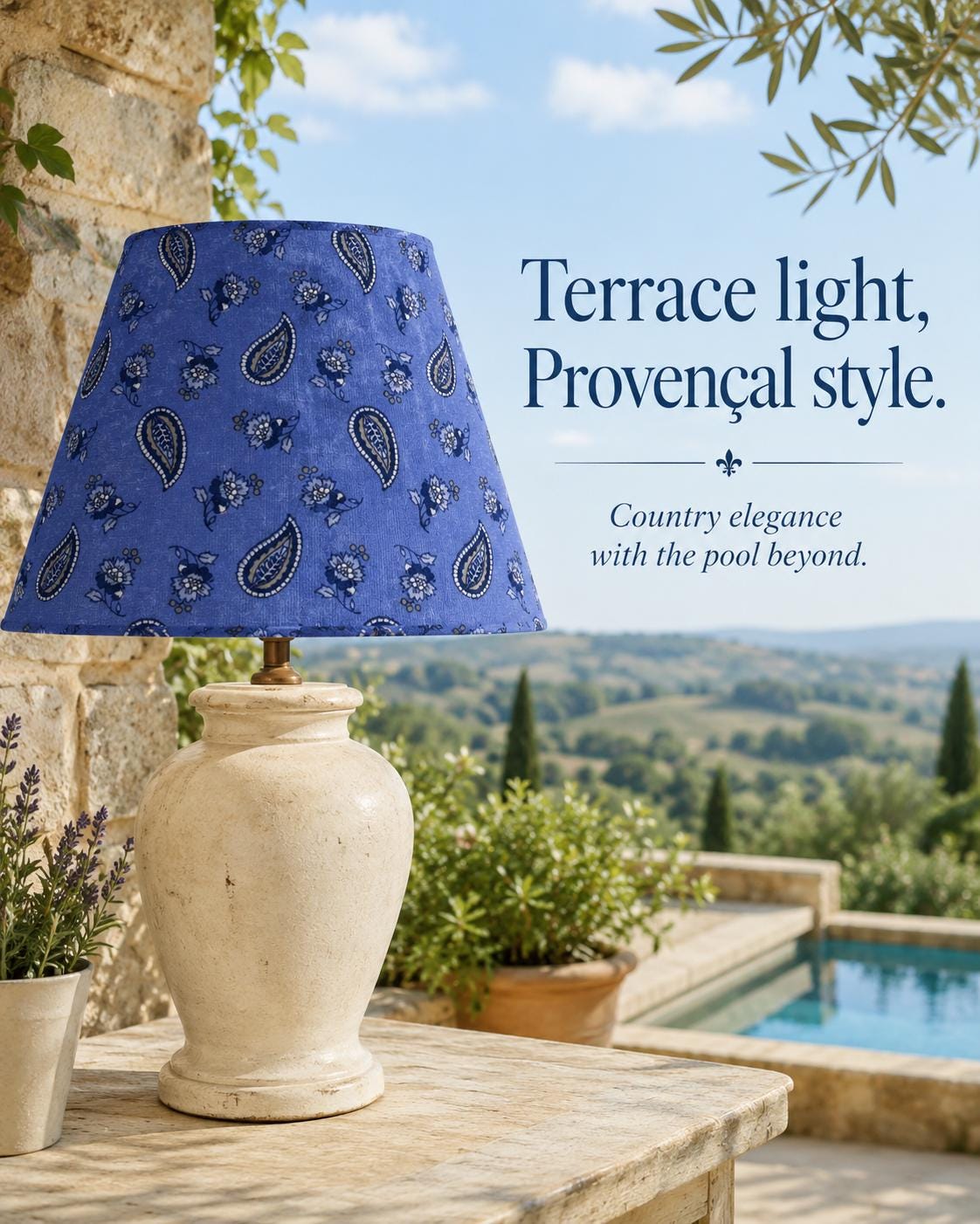 Blue Provençal Paisley Lampshade – Made in Italy – image 12