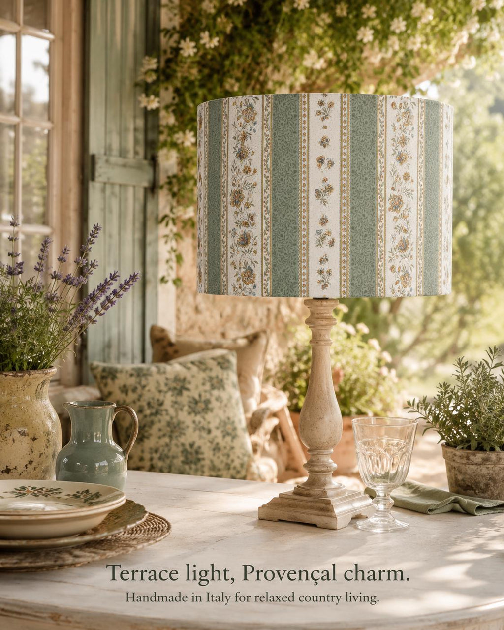 Green Provençal Floral Lampshade, French Country Lamp Shade – Handmade in Italy – image 9