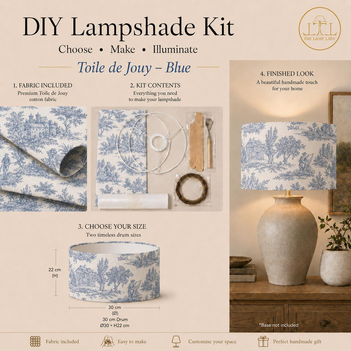 DIY Drum Lampshade Making Kit, Fabric Included, Two Sizes (20cm, 30cm) – image 11