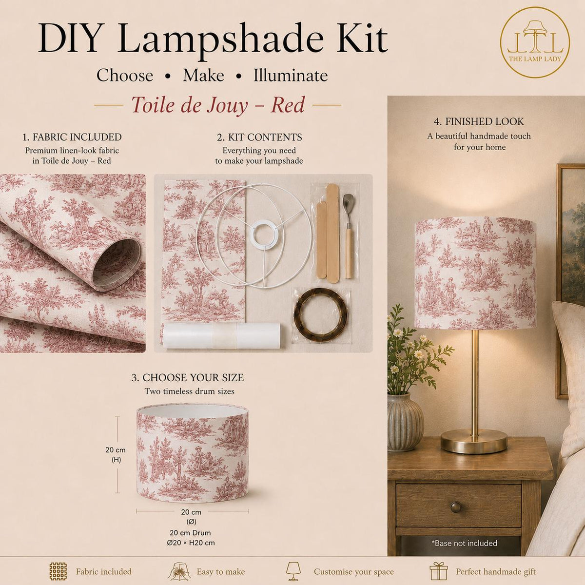 DIY Drum Lampshade Making Kit, Fabric Included, Two Sizes (20cm, 30cm) – image 12