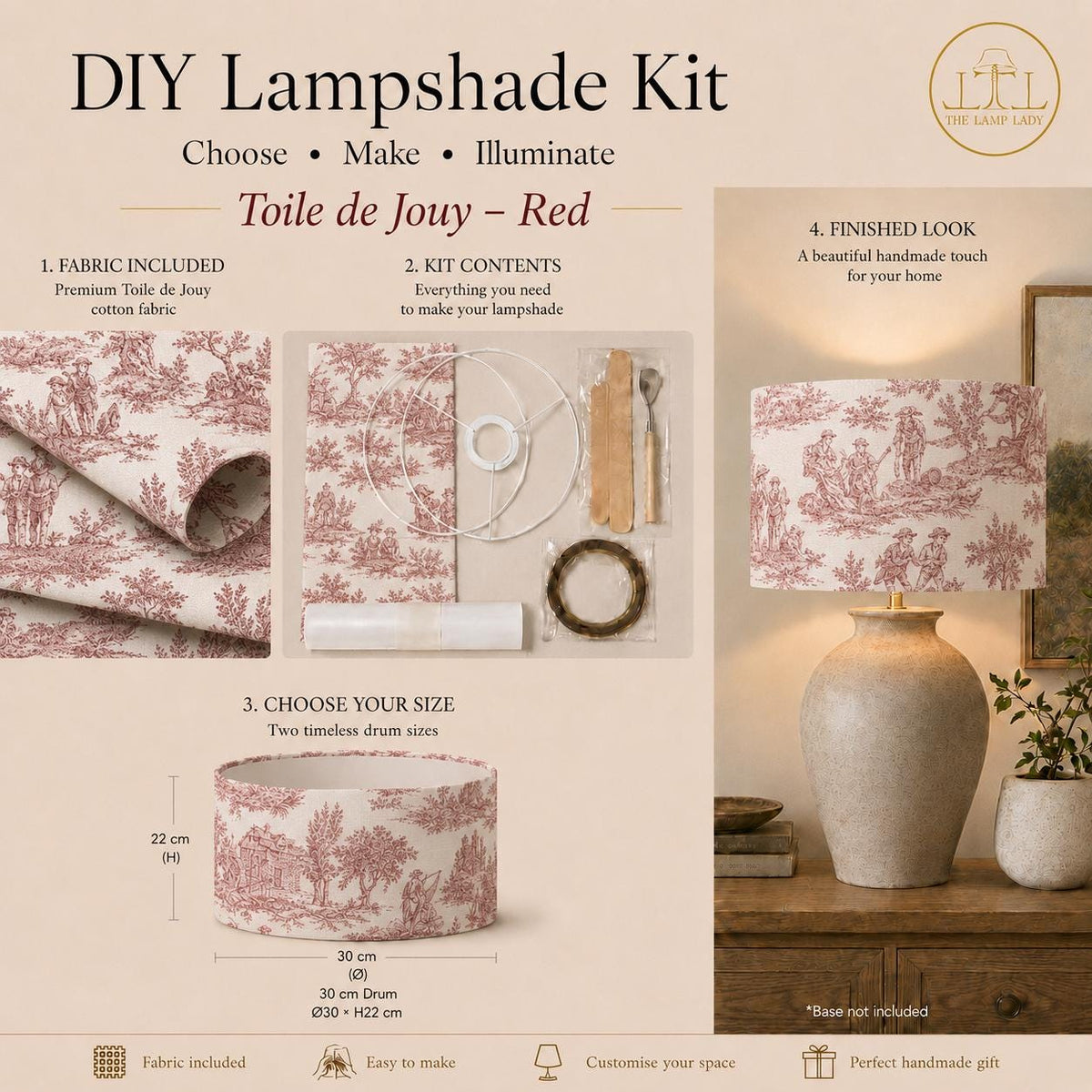 DIY Drum Lampshade Making Kit, Fabric Included, Two Sizes (20cm, 30cm) – image 13