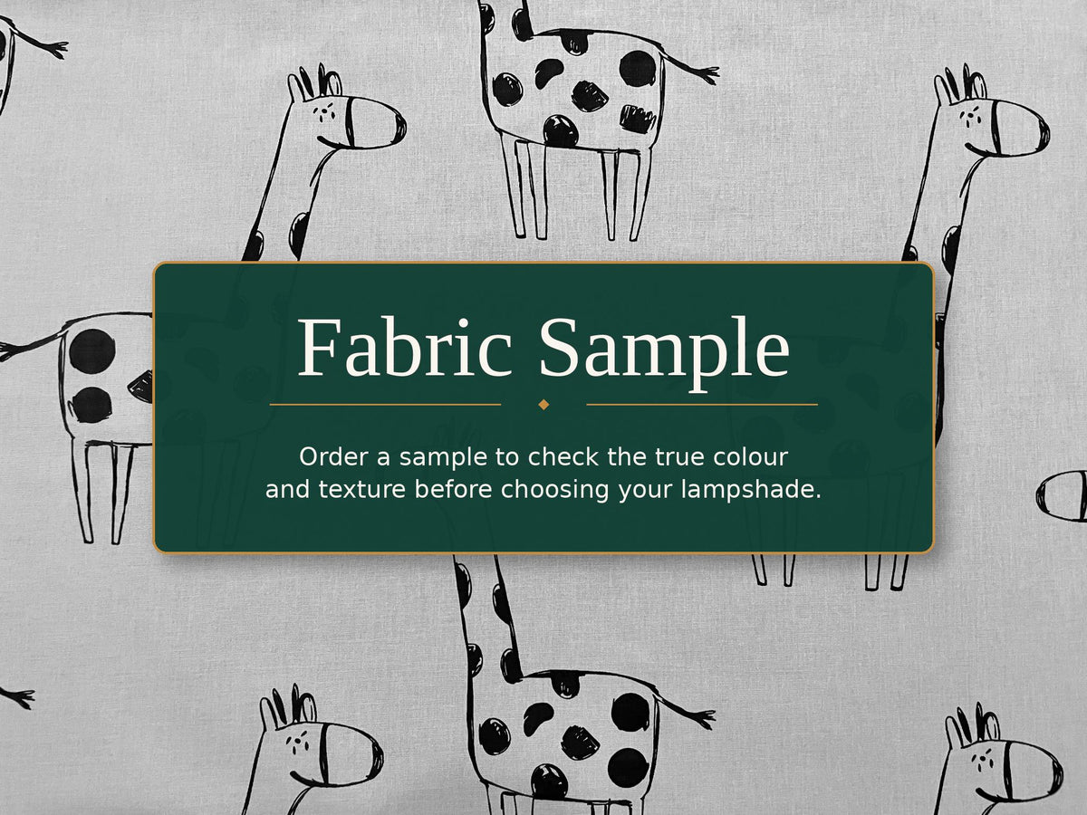Black-and-white giraffe colour-in fabric sample for the Kids DIY Lampshade Kit