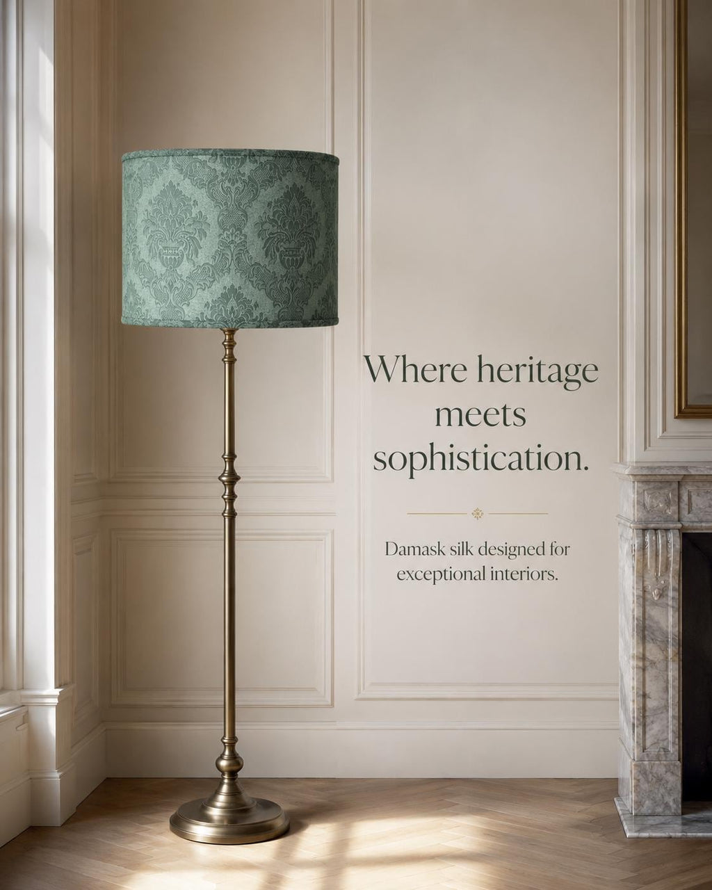 Limited Edition Vintage Damask Silk Lampshade – Sage Green Luxury Lighting - Handmade in Italy – image 6