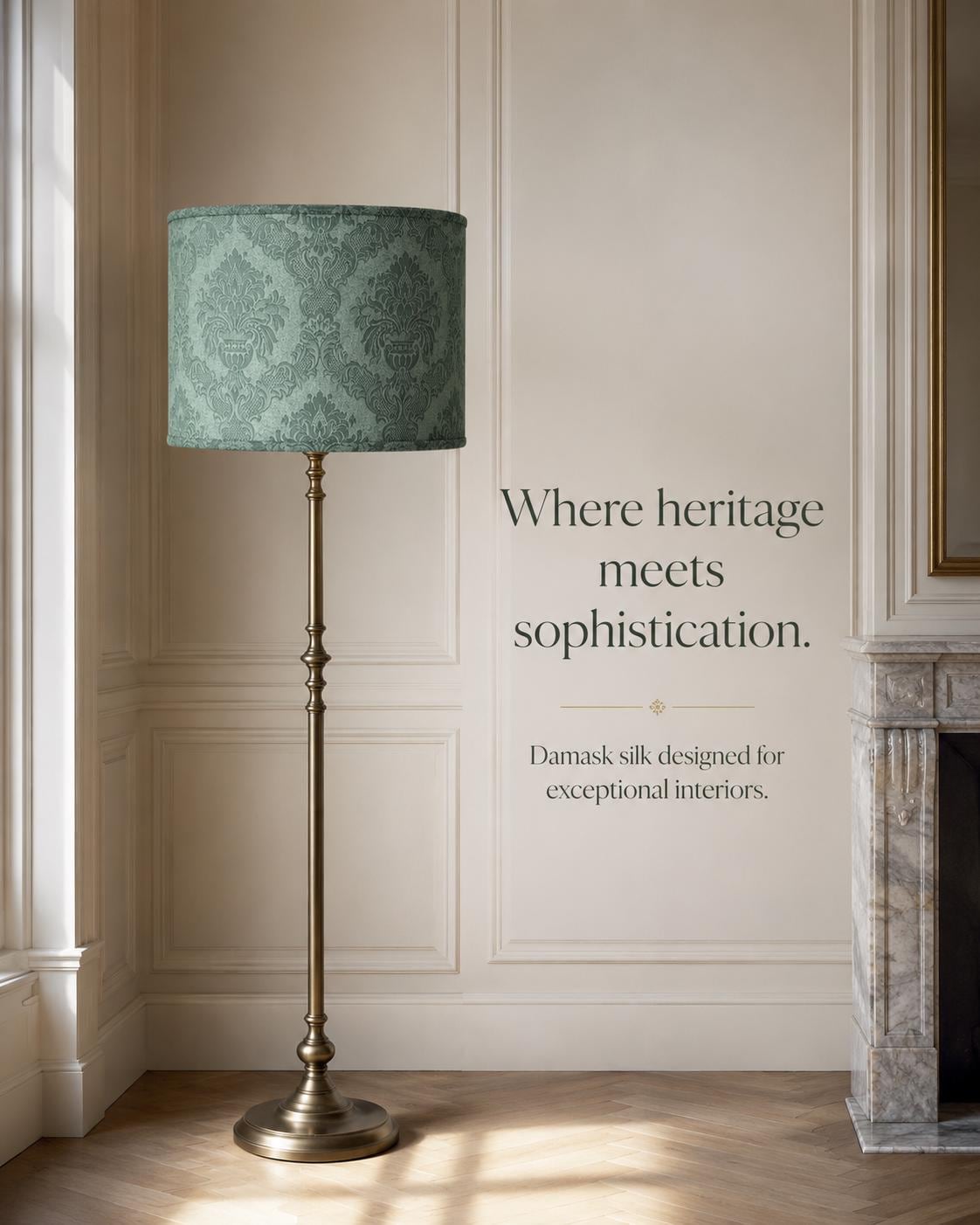 Limited Edition Vintage Damask Silk Lampshade – Sage Green Luxury Lighting - Handmade in Italy – image 6