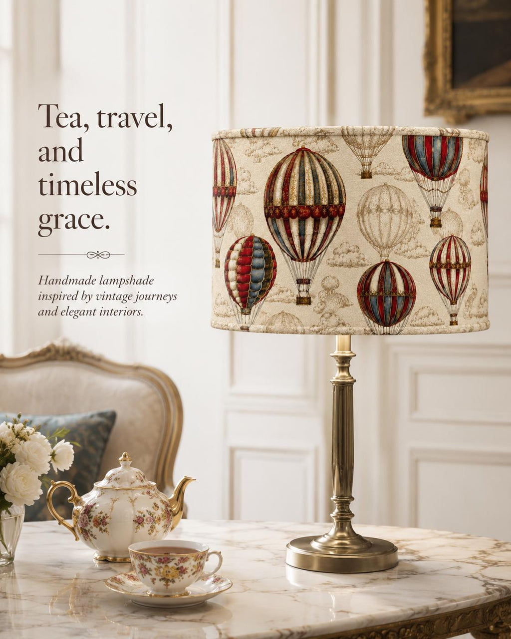 Hot Air Balloon Lampshade – Textured Cotton Blend - Made in Italy – image 5