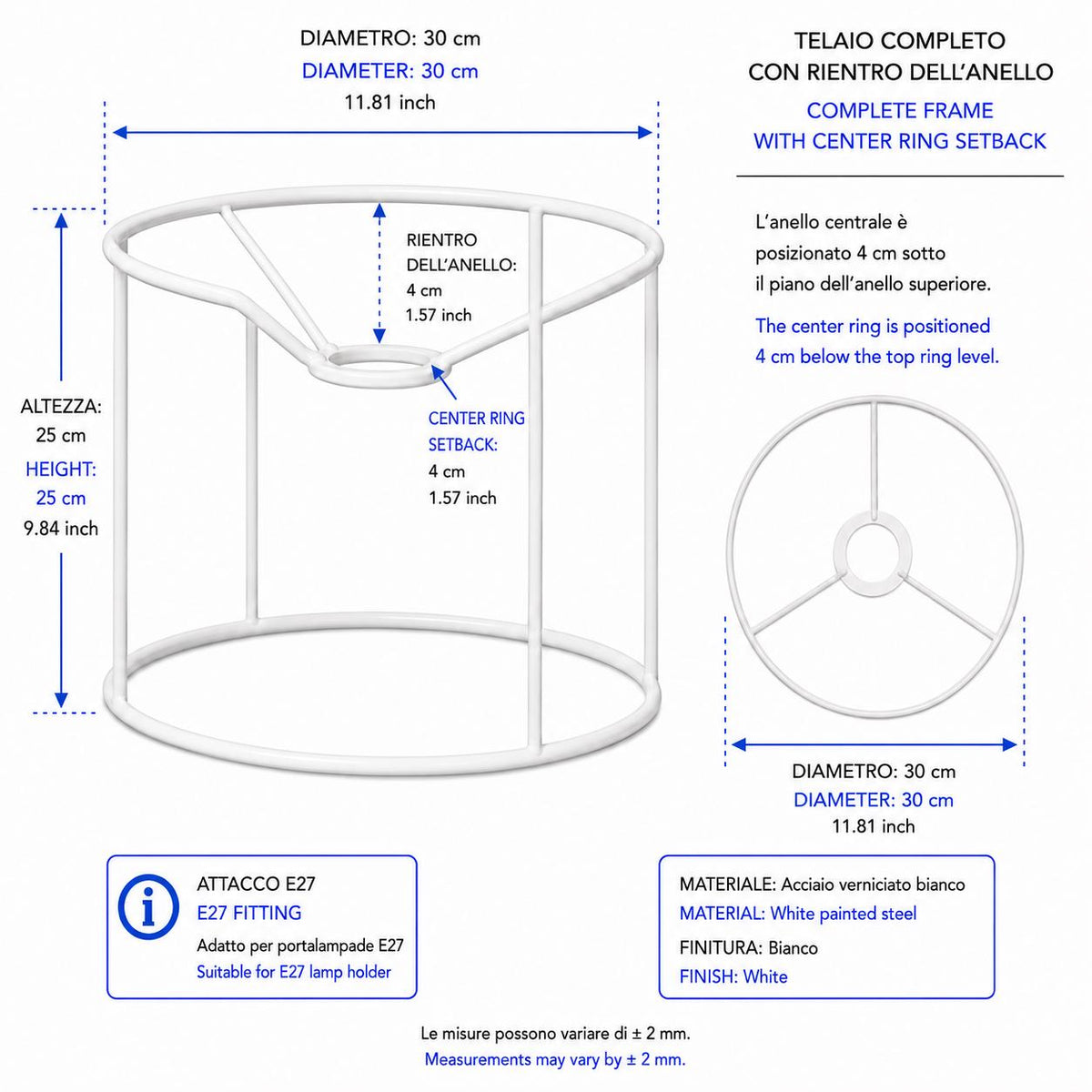 White Metal Lampshade Frame – DIY Macramé Lighting Structure – Multiple Diameters – image 4