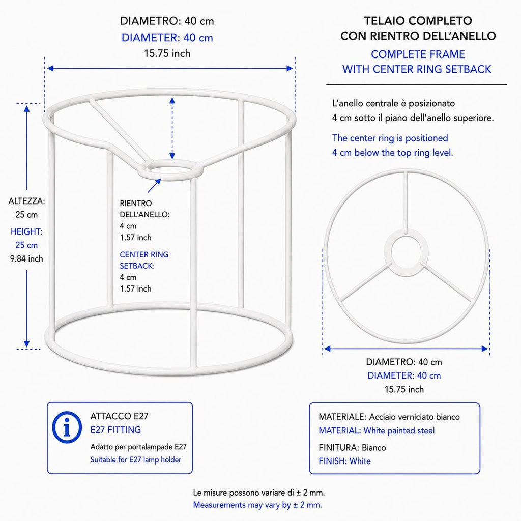 White Metal Lampshade Frame – DIY Macramé Lighting Structure – Multiple Diameters – image 6
