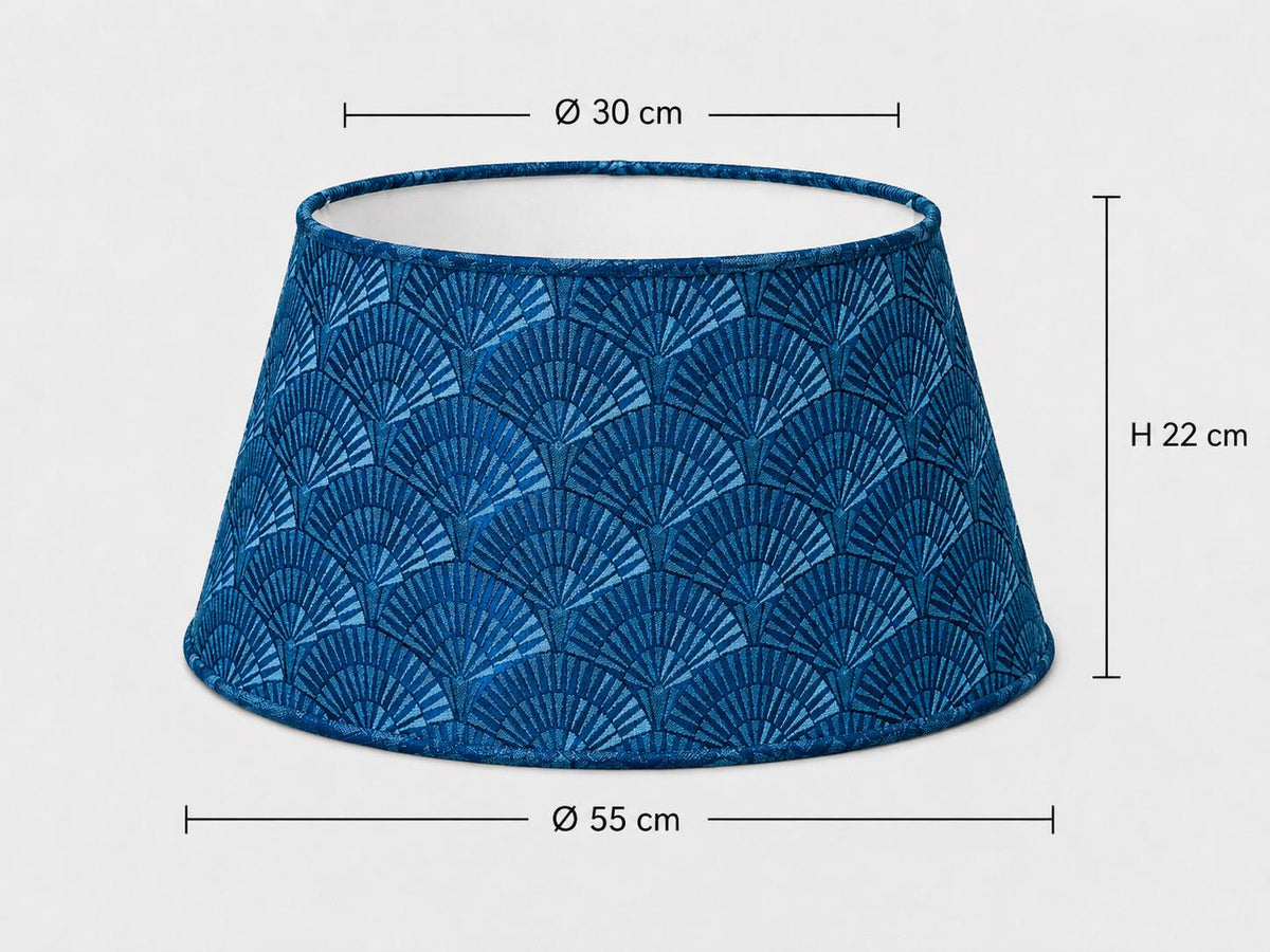 Art Deco Fan Pattern Drum Lampshade | Blue Teal Retro Lampshade | Handmade in Italy – image 13