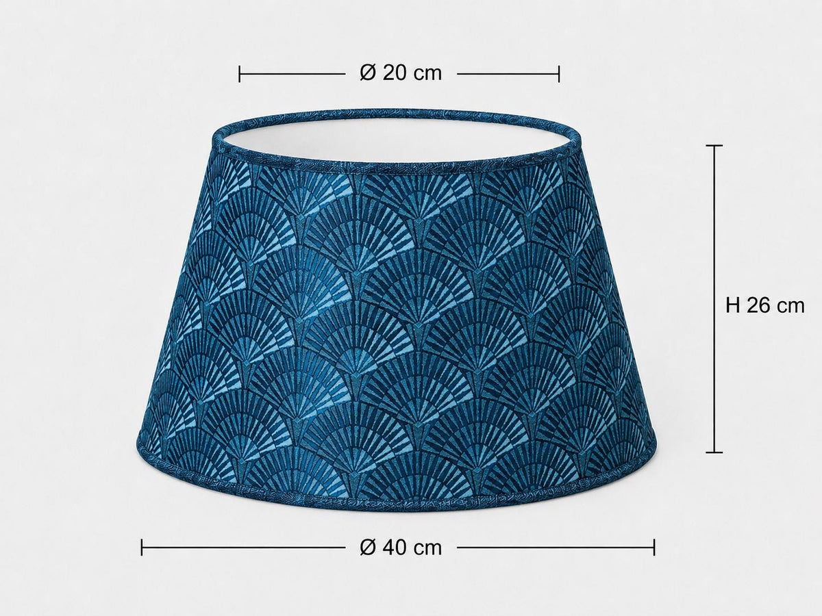 Art Deco Fan Pattern Drum Lampshade | Blue Teal Retro Lampshade | Handmade in Italy – image 11