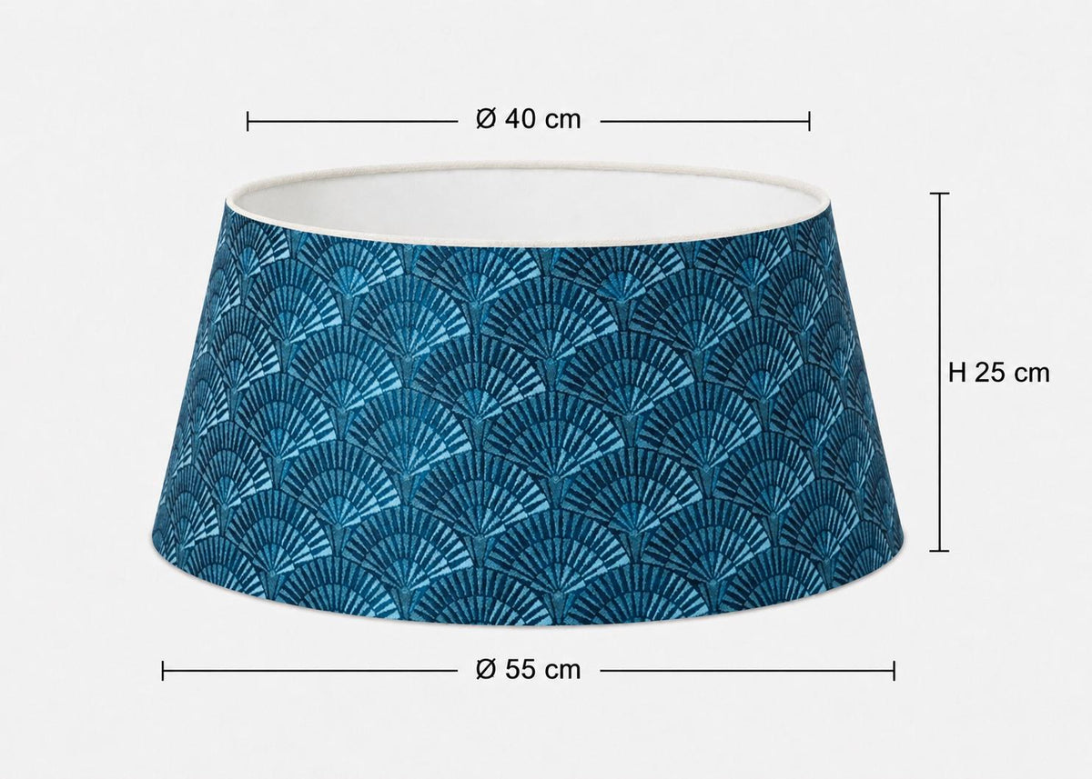 Art Deco Fan Pattern Drum Lampshade | Blue Teal Retro Lampshade | Handmade in Italy – image 14