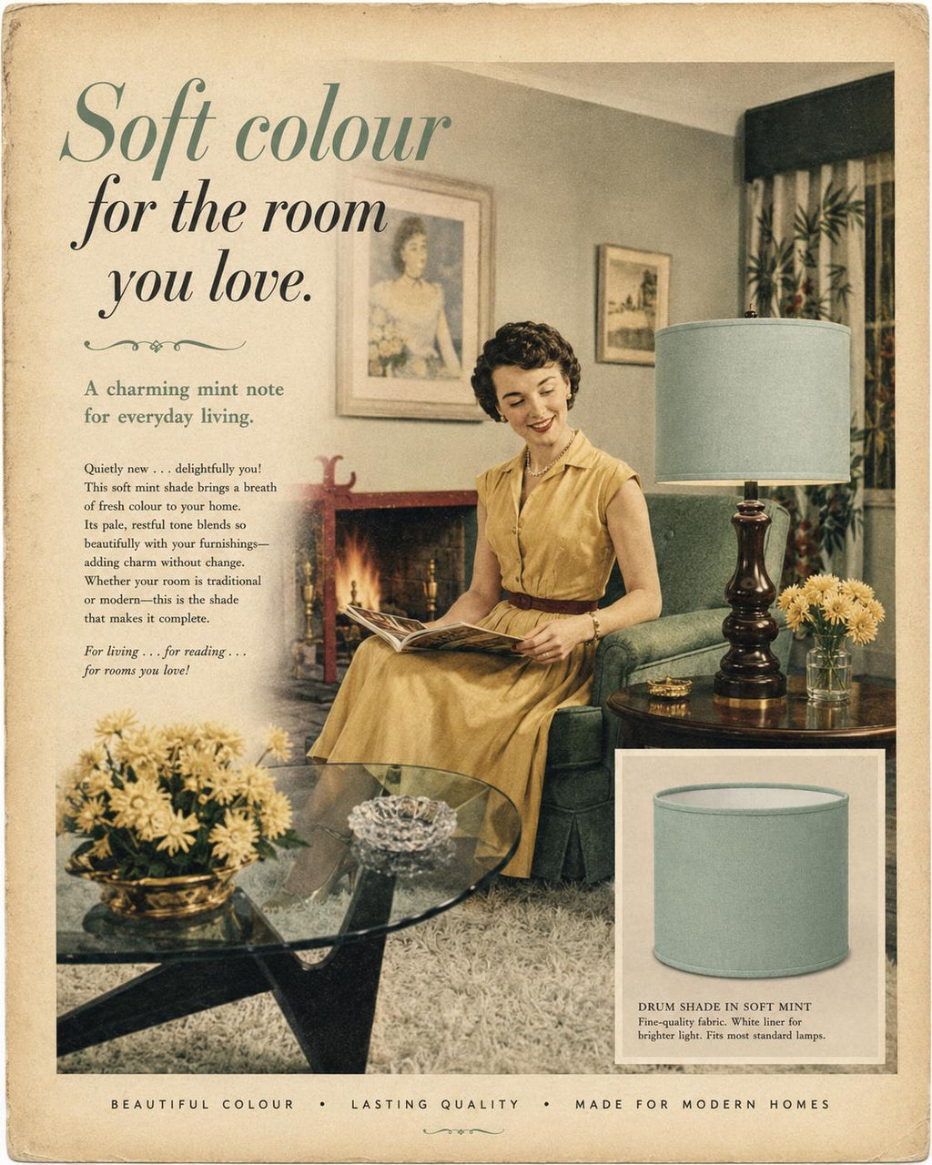 1950s Retro Pastel mint green Lampshade | Handmade in Italy – image 8