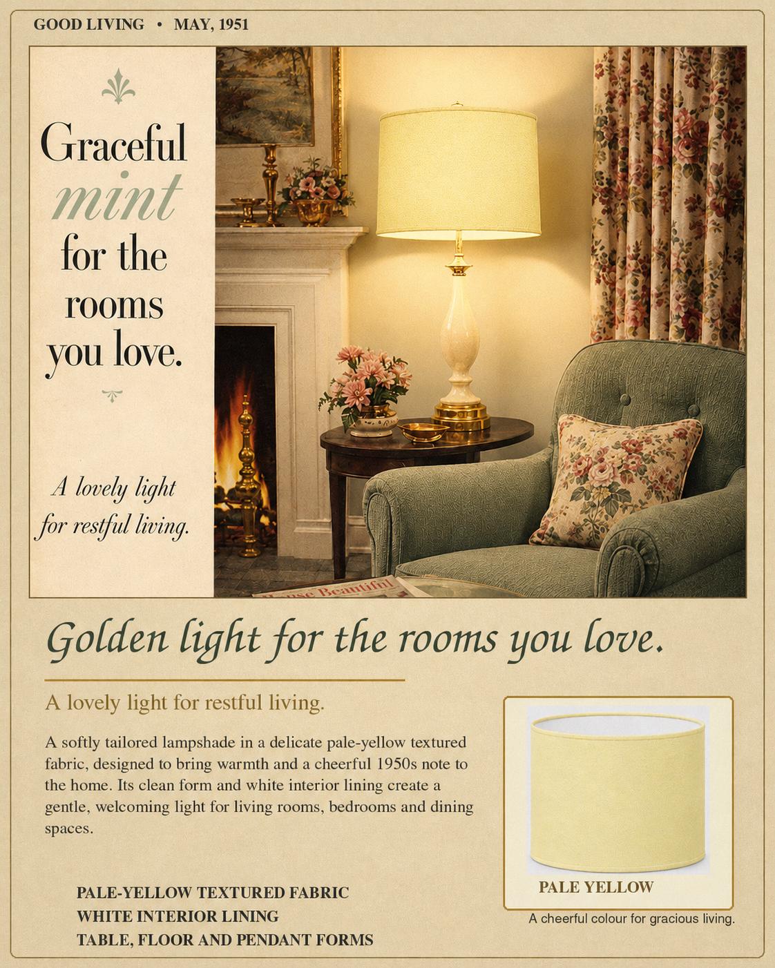 1950s Pastel Pale Yellow Lampshade | 1950s Retro Style | Handmade in Italy – image 8