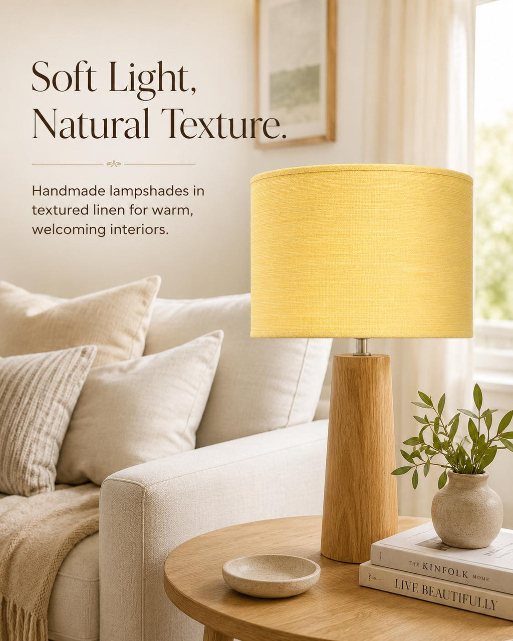 Yellow Linen-Texture Lampshade | Handmade in Italy – image 5