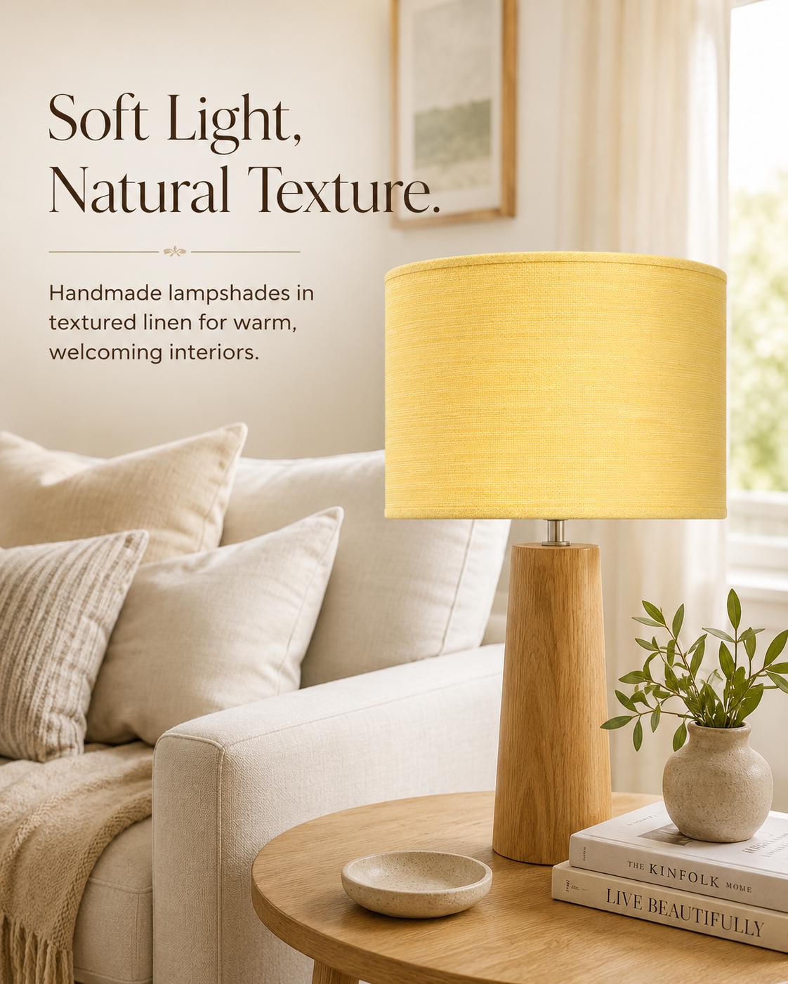 Yellow Linen-Texture Lampshade | Handmade in Italy – image 5