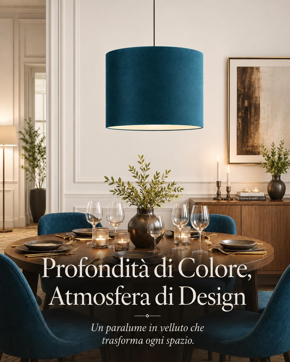 Petrol Blue Velvet Lampshade | Handmade in Italy – image 7