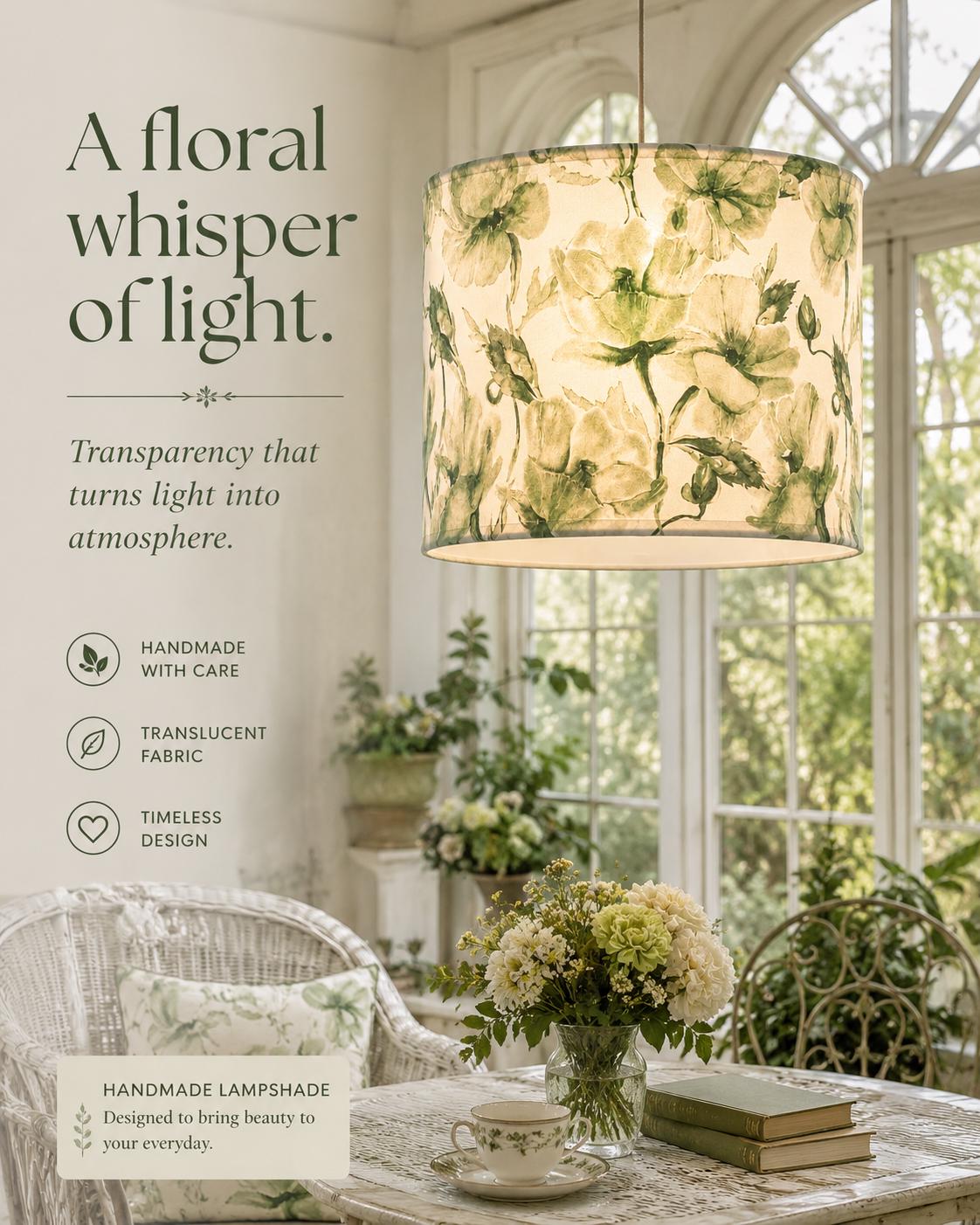 Elegant Sheer Patterned Lampshade, Atmospheric Lighting / Handmade in Italy – image 8