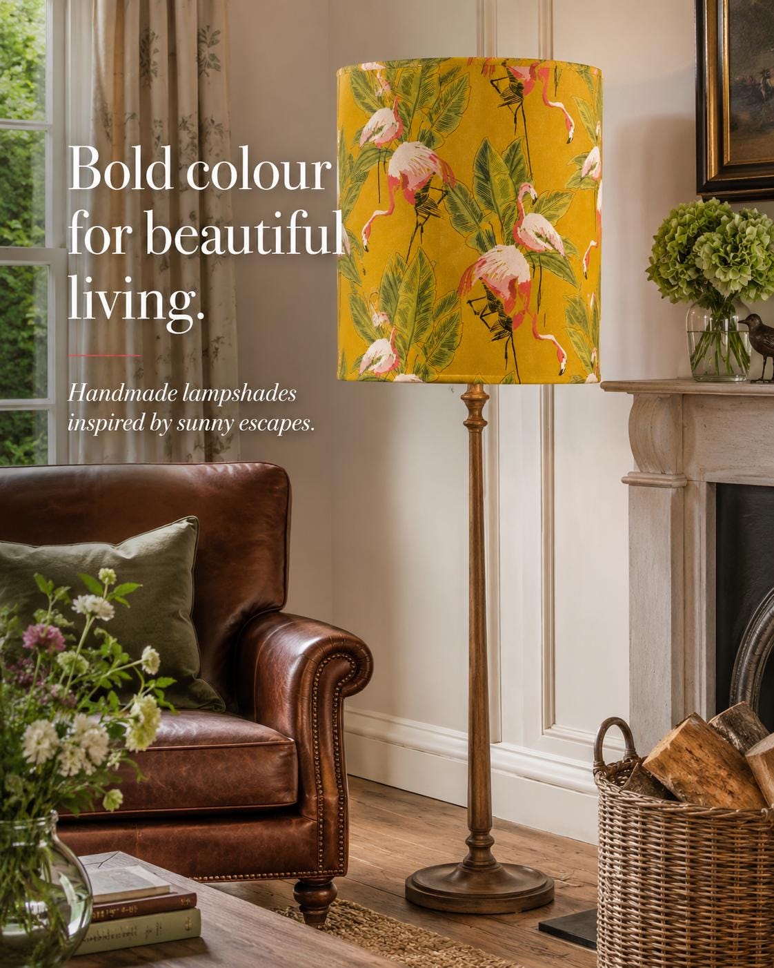 Tropical Flamingo Cotton-Blend Lampshade | Handmade in Italy – image 3