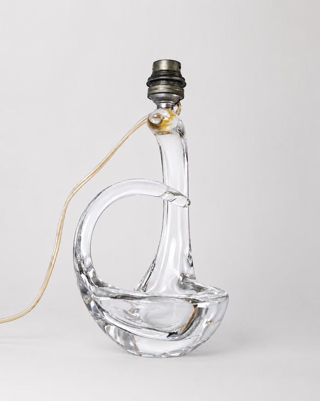 Signed Schneider French crystal table lamp in sculptural sailing boat form