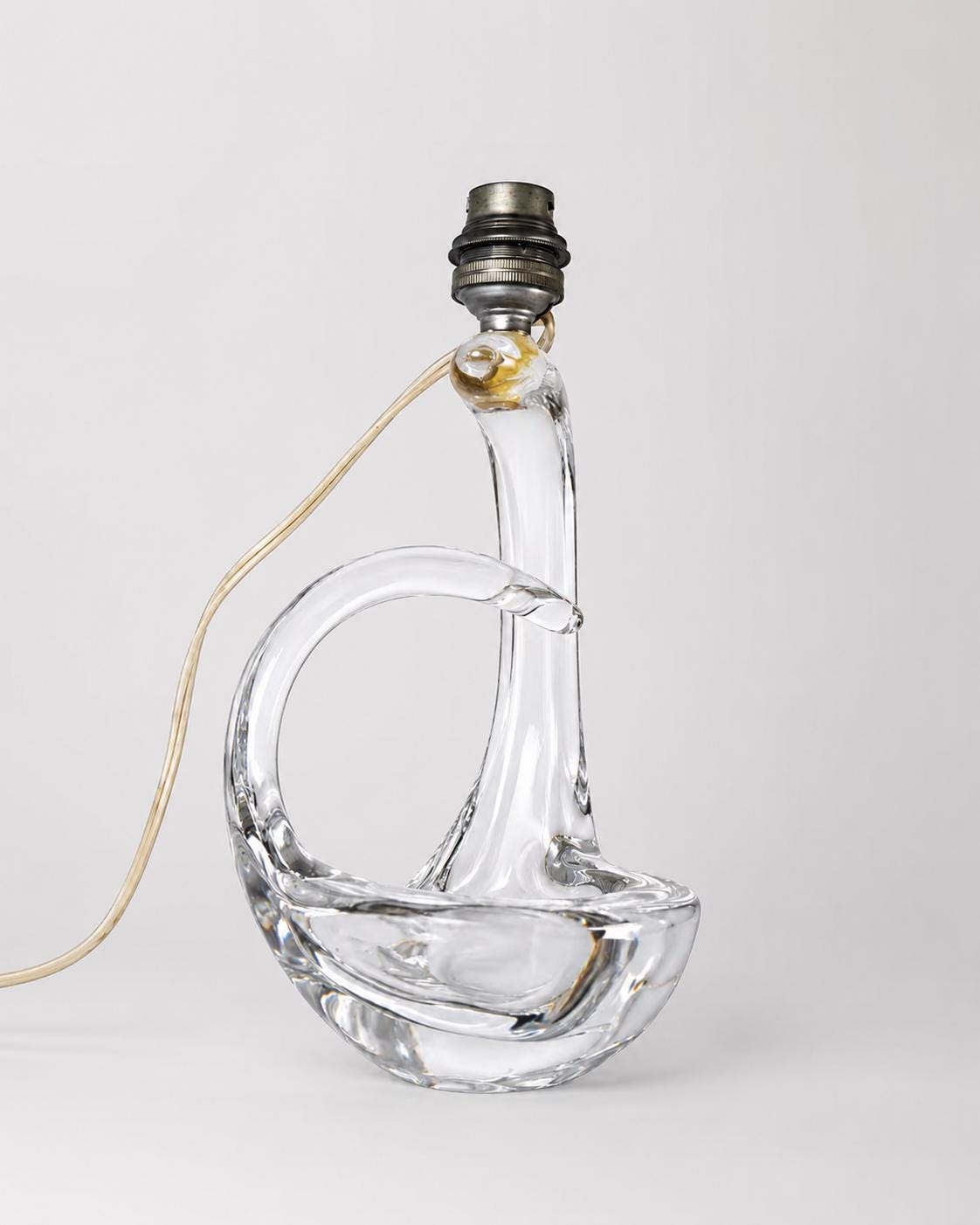 Signed Schneider French crystal table lamp in sculptural sailing boat form