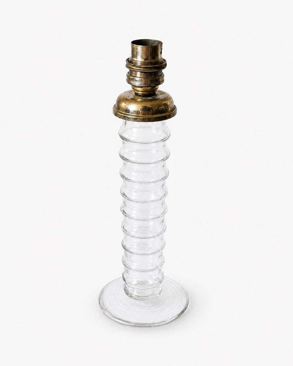 Signed Baccarat crystal table lamp with sculptural mid-century French glass form