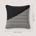 Black and white houndstooth pure wool rectangular cushion, 40 × 58 cm