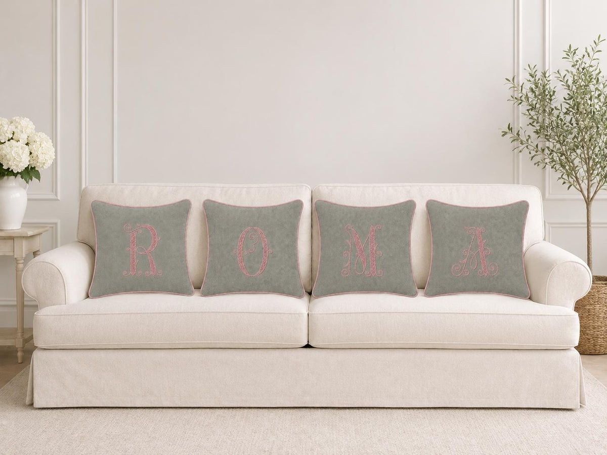 Sage Green embroidered letter R