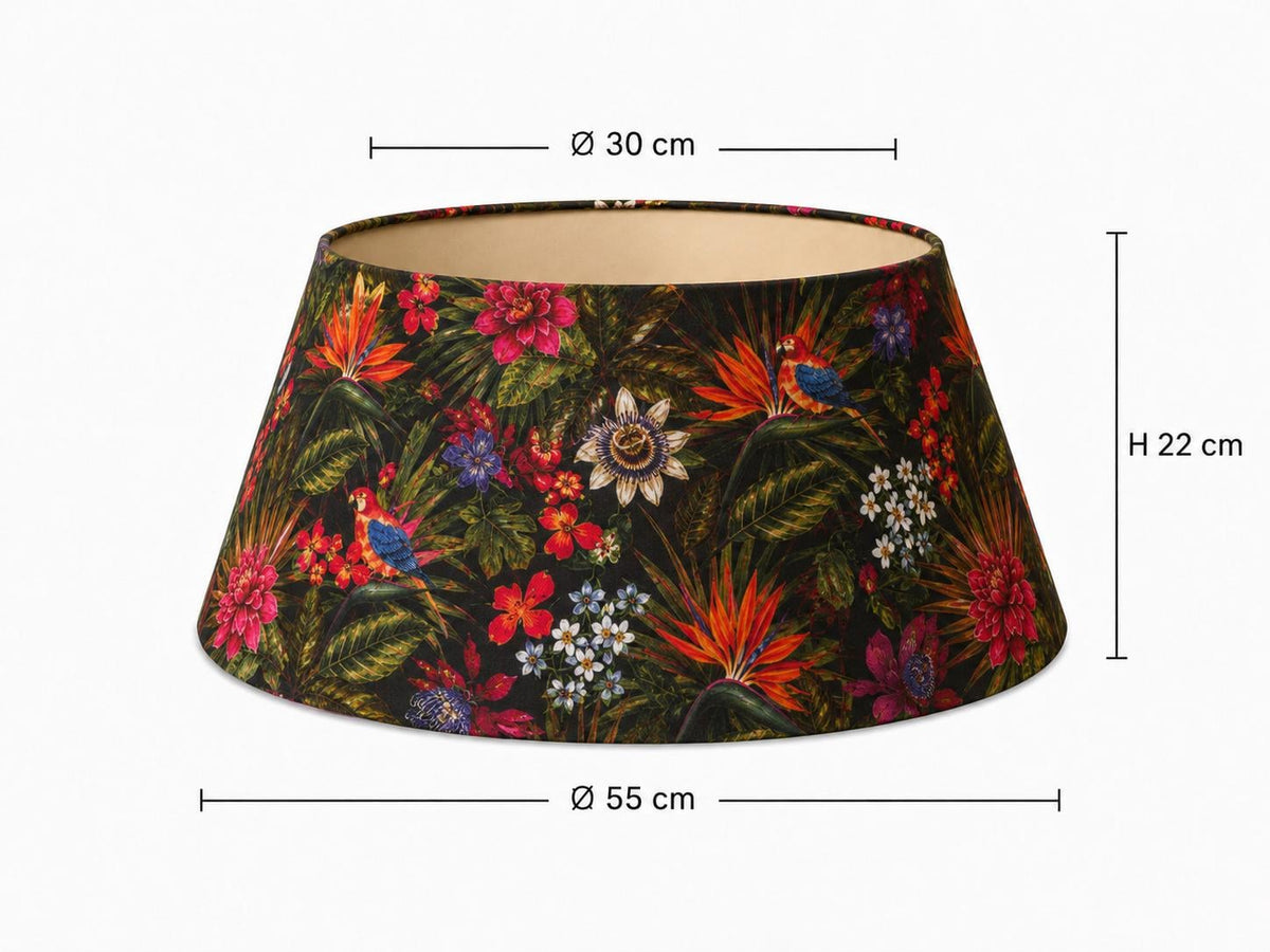 Dark floral Passiflora tapered lampshade 30 x 55 x 22 cm