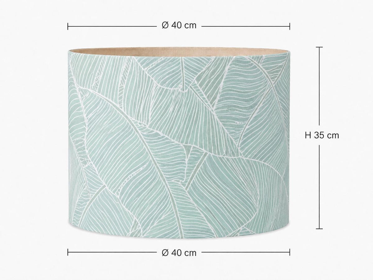 Sage green leaf drum lampshade 40 x 35 cm