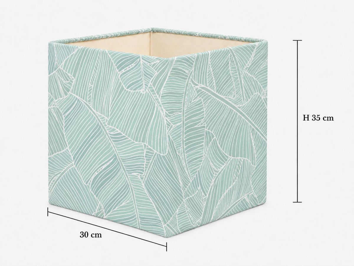 Sage green leaf cube lampshade 30 x 30 x 35 cm