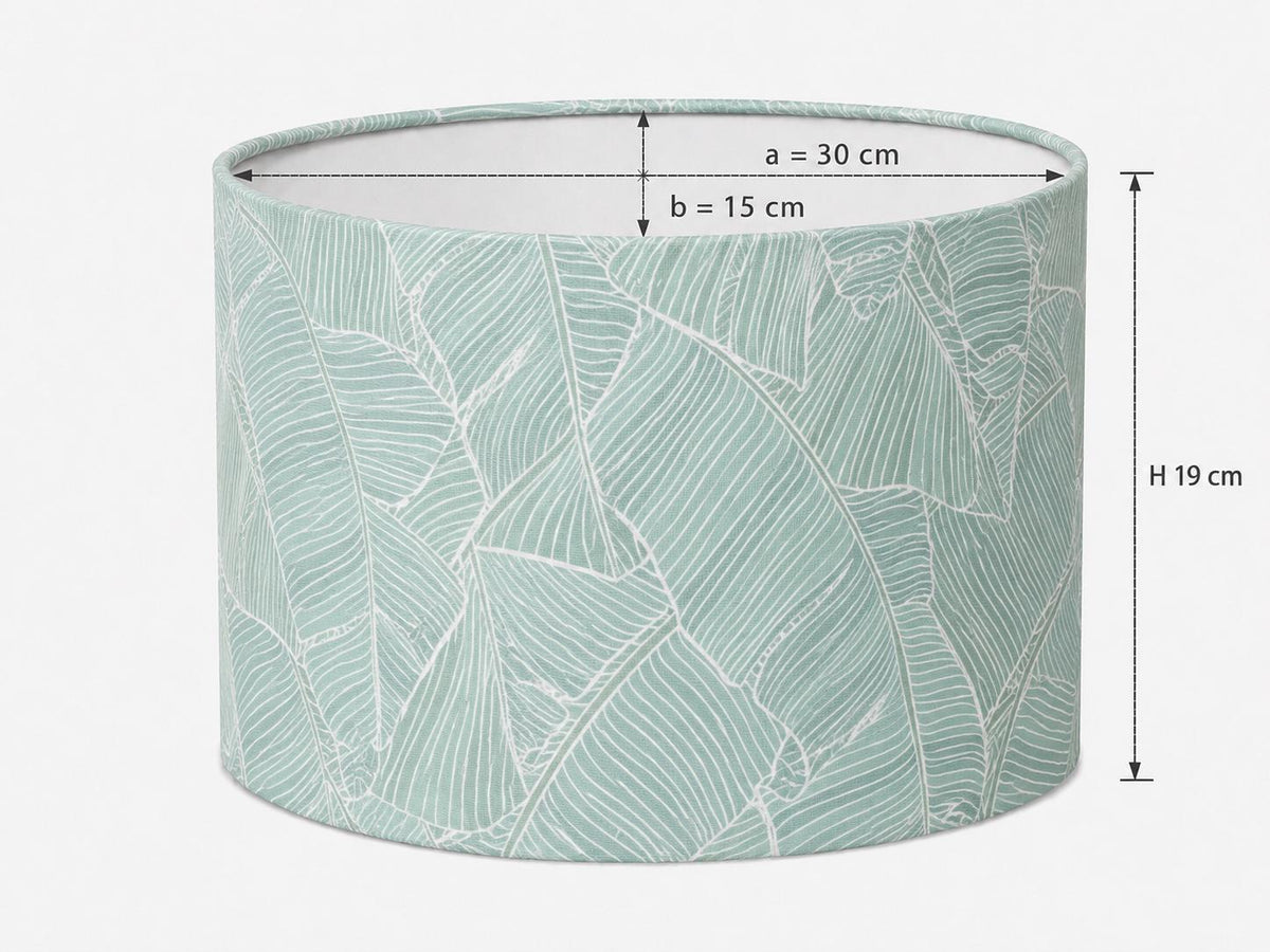Sage green leaf oval lampshade 30 x 15 x 19 cm